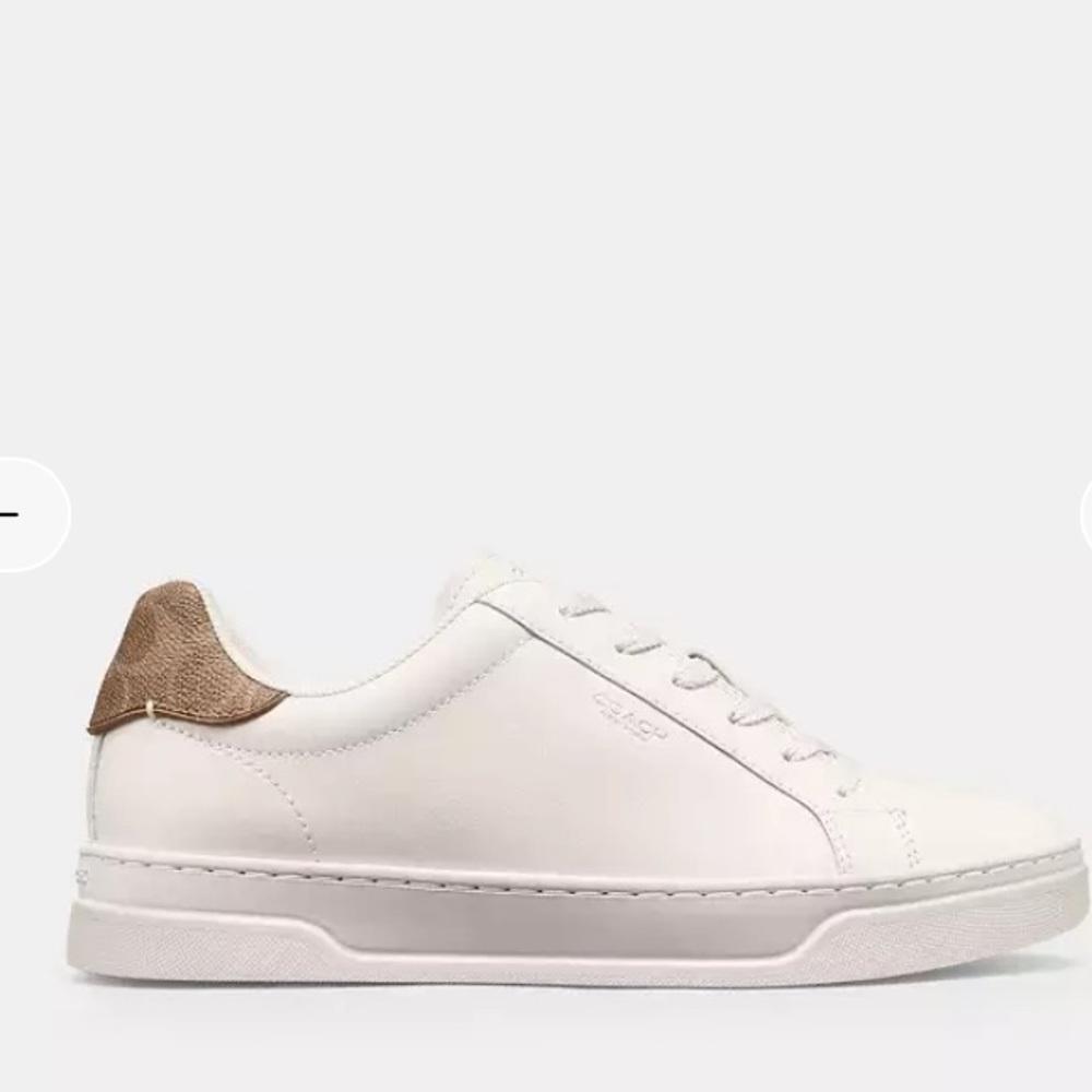 NWOB COACH Clip Leather Top Sneakers Women's Size 9.5 Chalk/Khaki‎